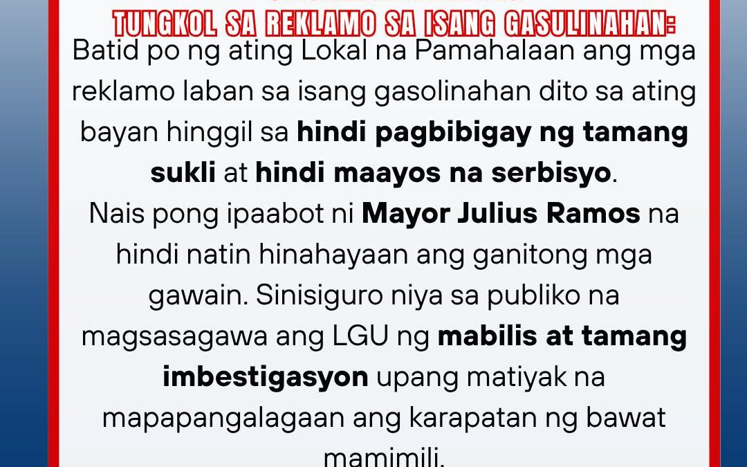 OFFICIAL STATEMENT FOR THE COUNTRYMEN IN SANTA MARIA, PANGASINAN